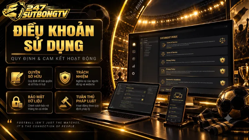 Hình ảnh minh họa các điều khoản và quy định sử dụng website Sutbong TV dành cho người dùng truy cập nền tảng